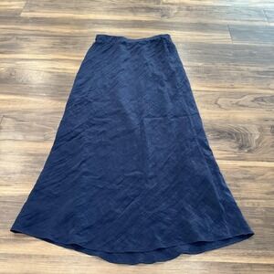 Abercrombie & Fitch Skirt Womens XS Navy Blue Chiffon Maxi Lined Elastic Waist